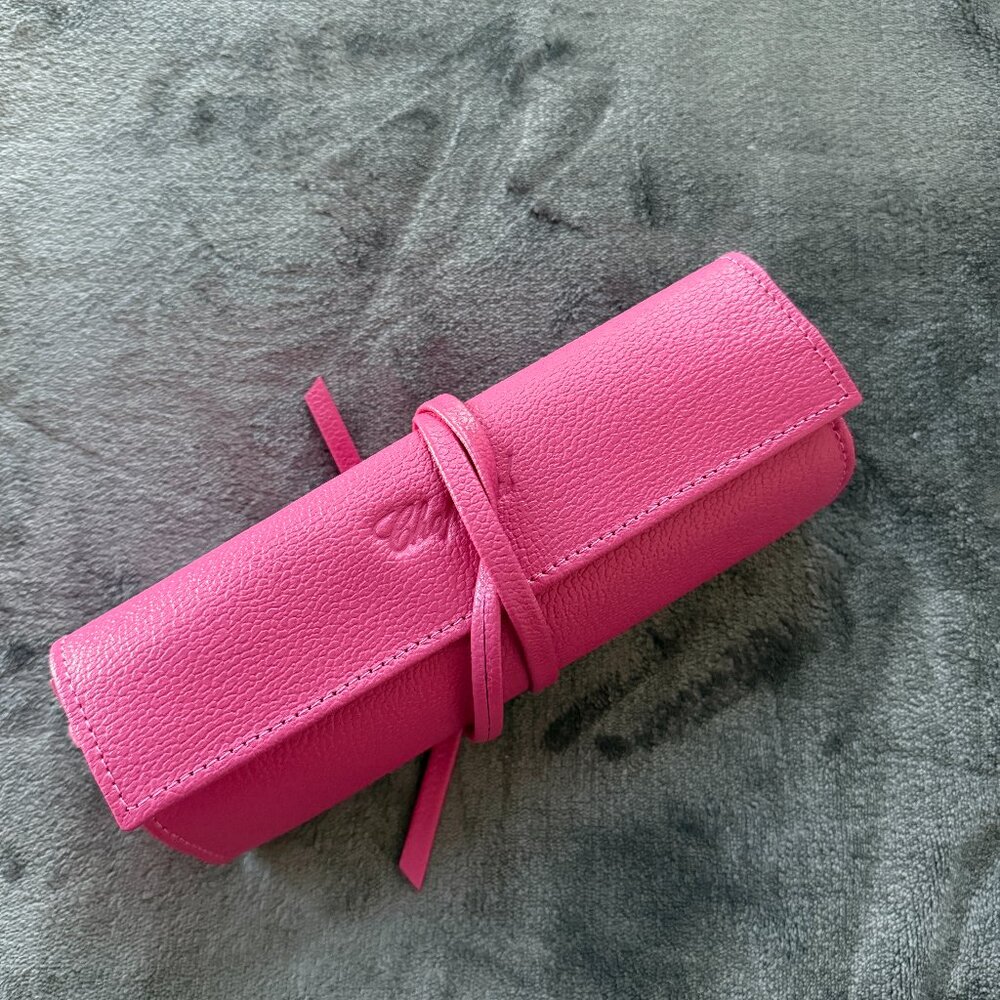 CHOPARD Leather Roll Jewelry Case in Pink NWOT